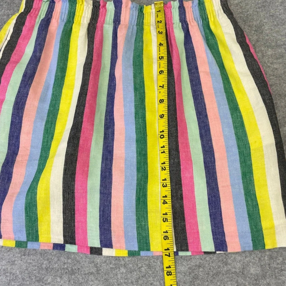 J.Crew Multi Color Striped Linen Blend Paperbag Waist Mini Skirt Size 8